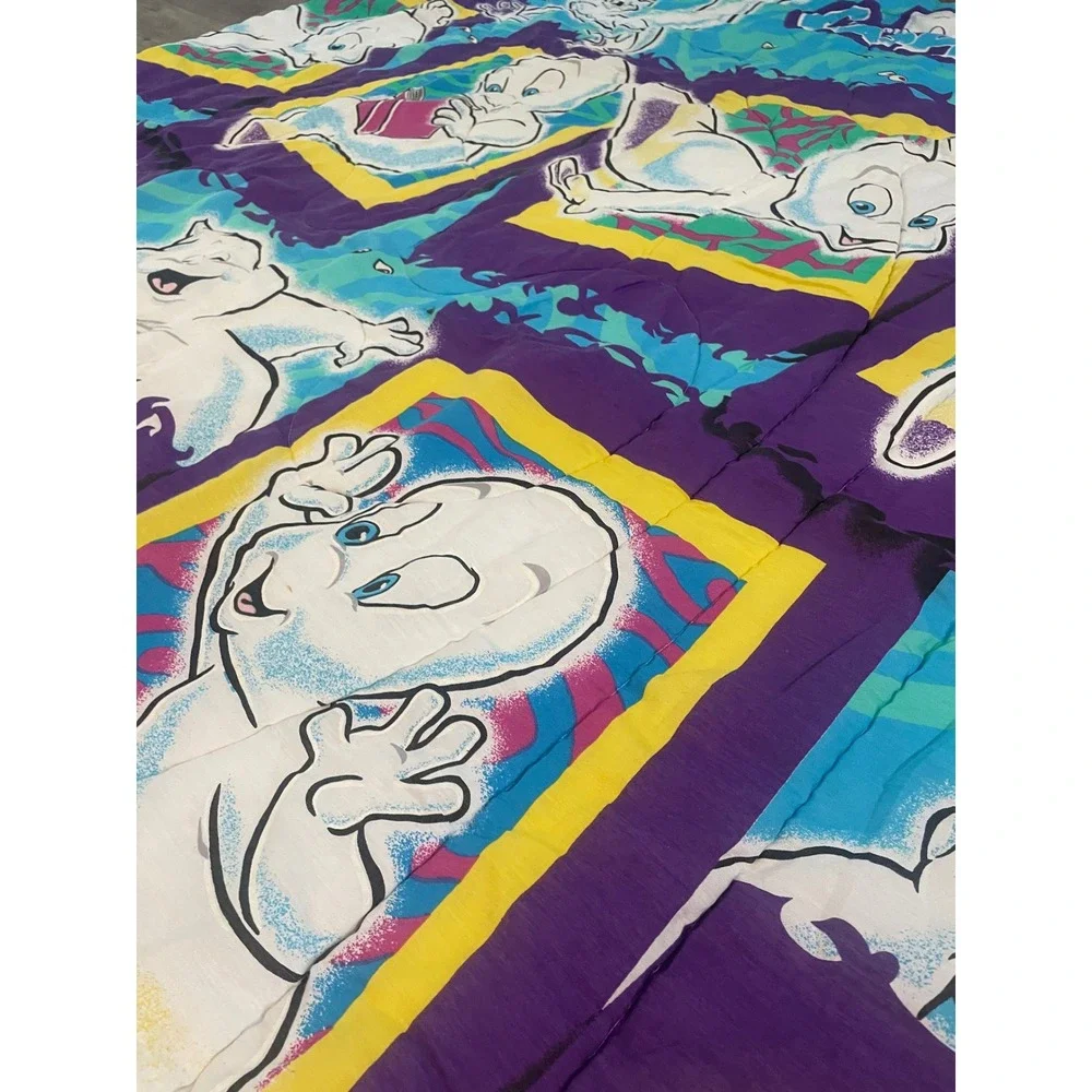 Vintage 1995 Casper the Friendly Ghost Twin Comforter Blanket Teal Purple 90s